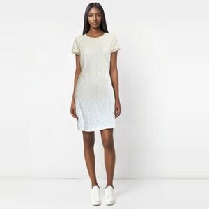 The Limited Lace & Faux Leather Sheath Dress EUC Mixed Media Eyelet